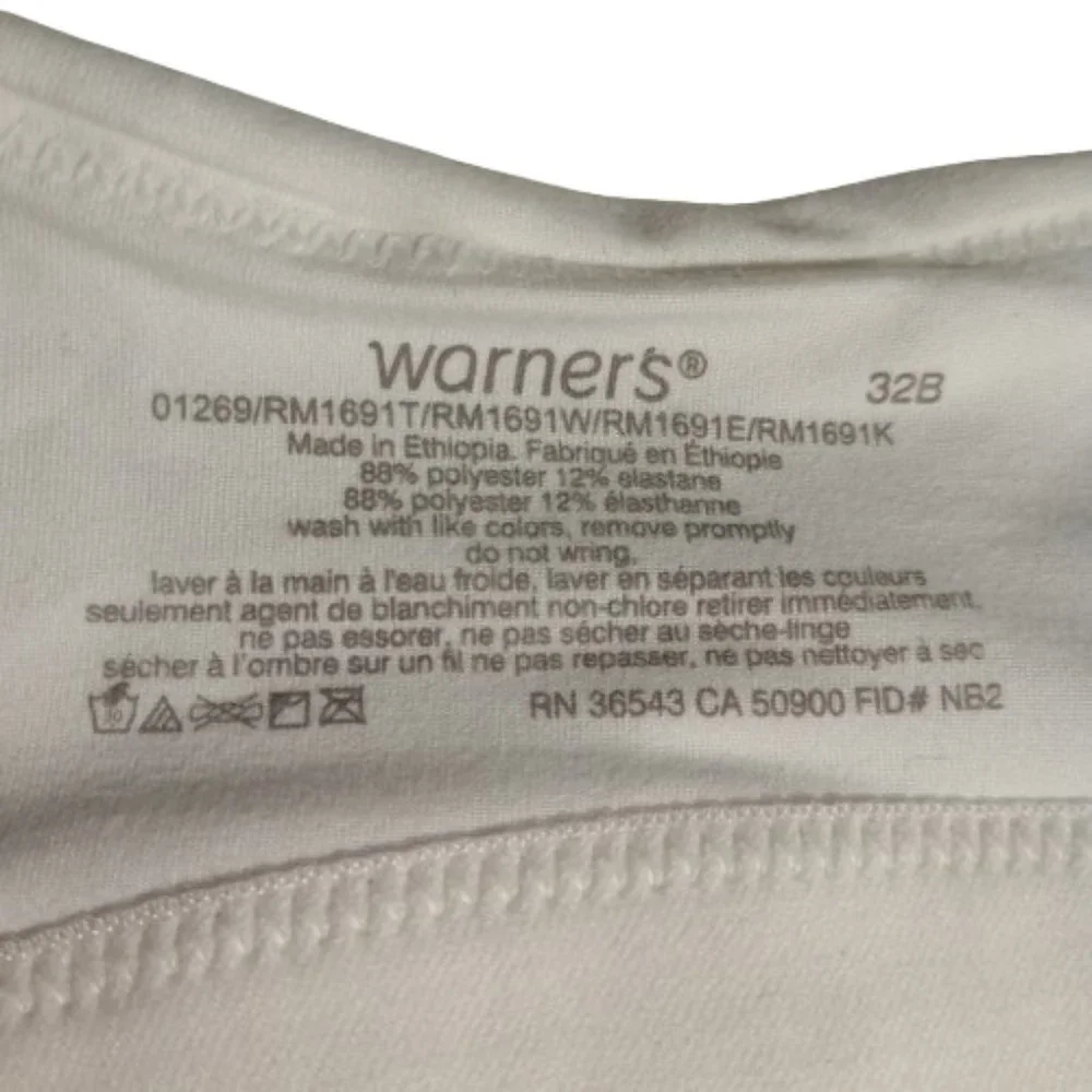 Warner's Womens Cloud 9® Wire-Free Bra Style 1269 Color White Size 32B NWT
